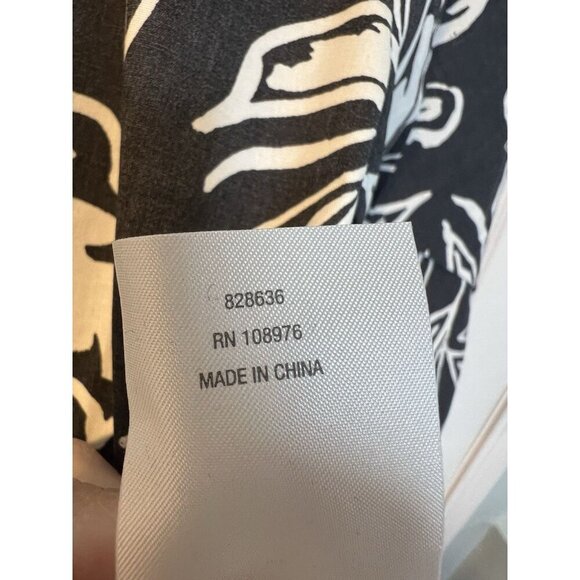 G by Giuliana Printed Stretch Poplin Blouson Sleeve Top Size Large Black NWOT - Picture 7 of 7